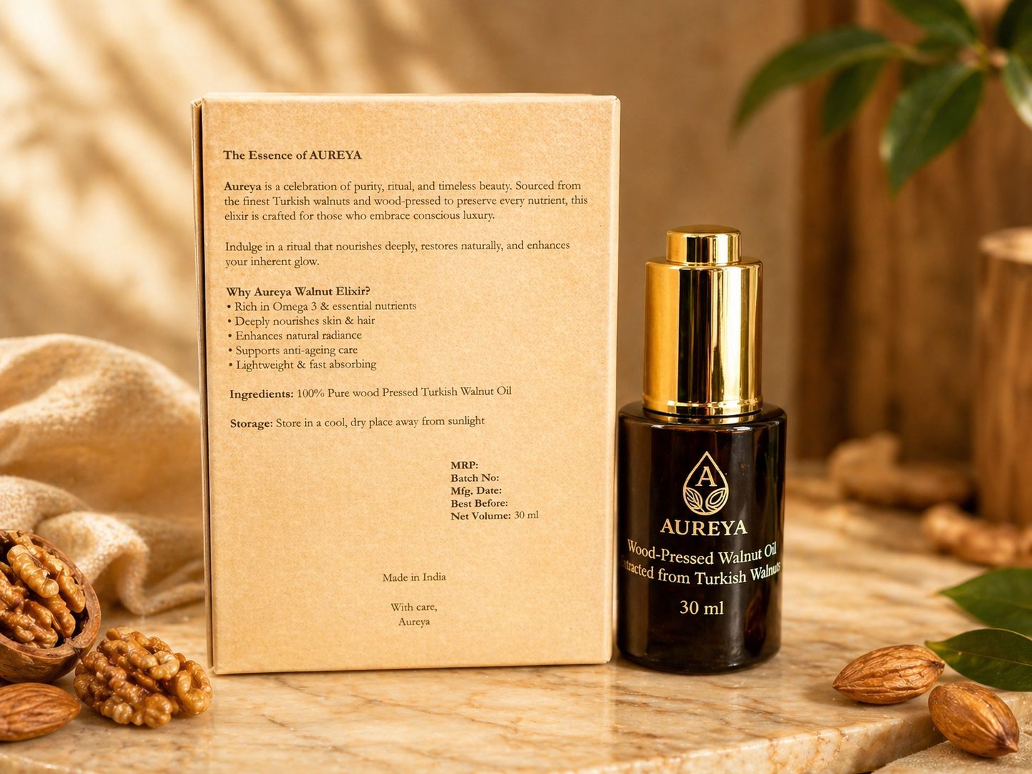 Aureya Walnut Oil – 100% Pure Wood-Pressed Oil